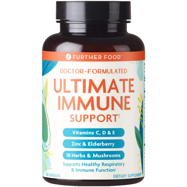 Ultimate Immune Support Vitamin C, D, E and Zinc + Natural Immunity Booster Multivitamin Herbal Supplement Elderberry & Echinacea, Daily Immune Defense & Antioxidant Support (120 Capsules)