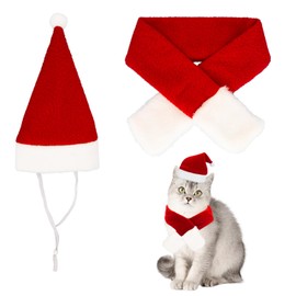CHEERYMAGIC Cat Christmas Outfit, Christmas Pet Costumes Clothes, Dog Christmas Outfit, Pet Santa Hat Scarf Gifts for Puppy Dog Cat Gift A6-SDMPF