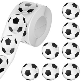 500 Pieces Soccer Stickers, Self-Adhesive Sports Ball Sticker Labels Roll Vinyl Football Lovers Sticky Label Reward Sport Ball Sticker Decor Envelope Seal for Sports Party Supplies, Soccer Theme Gift