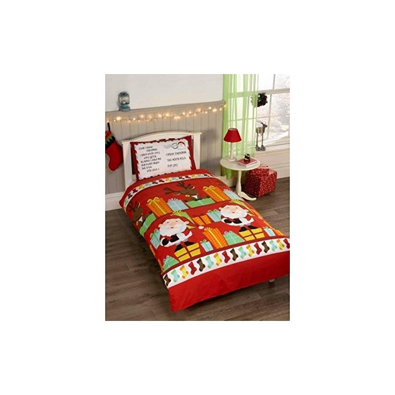Father Christmas Kids Santa Presents Xmas Quilt Duvet Cover and