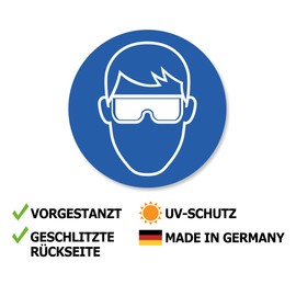 STROBO Protective Glasses Sticker Eye Protection Prohibition Sign Mandatory Sign with UV Protection Warning Sign for Outdoor Indoor Use 9.5 x 9.5 cm Pack of 5