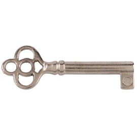 UNIQANTIQ HARDWARE SUPPLY Nickel Plated Skeleton Key for Cabinet, Grandfather Clock Doors, Dresser Drawers - Hollow Barrel Key Replacement - Antique Skeleton Keys for Furniture | SK7-DN