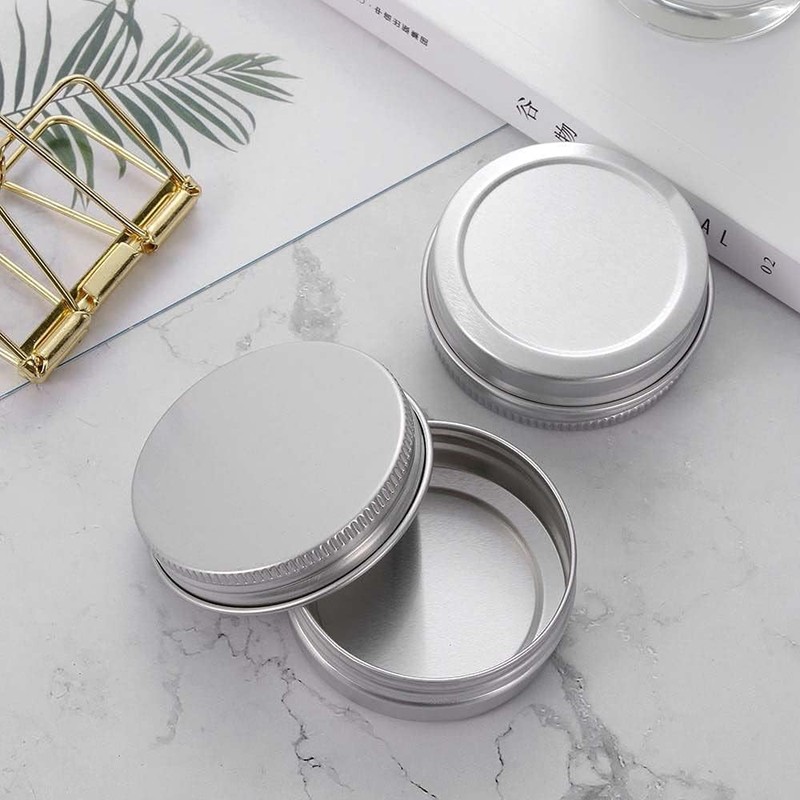 Silver Aluminium Refillable Containers, Empty Tin Jars Round Storage Bottles