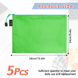 LUHIUMOYA A4 Document Wallet, Waterproof Document Bag with Zip, Bag for Paper, Documents, File, Cosmetics, Homework (Green)