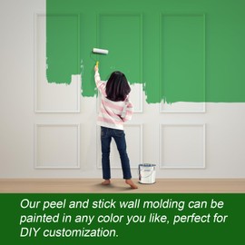 Yuzzy 4 Set Peel and Stick Wall Molding Trim Kit, 20" x20" Premade Wainscoting Panels, Self Adhesive Moulding Panel for Interior Walls Picture Frame