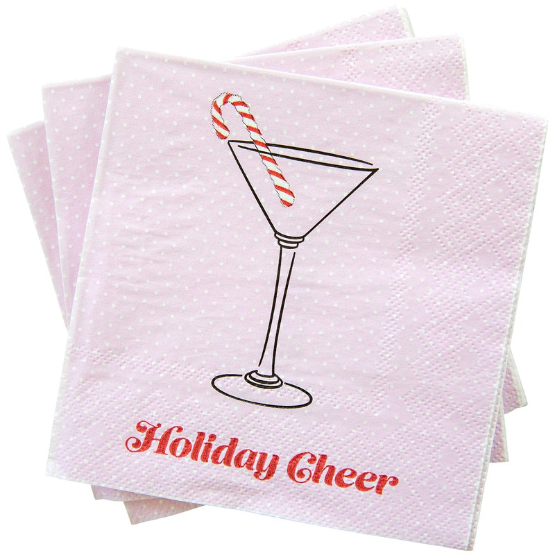 C.R. Gibson TW4-23698 Holiday Cheer Disposable Paper Cocktail Napkins for