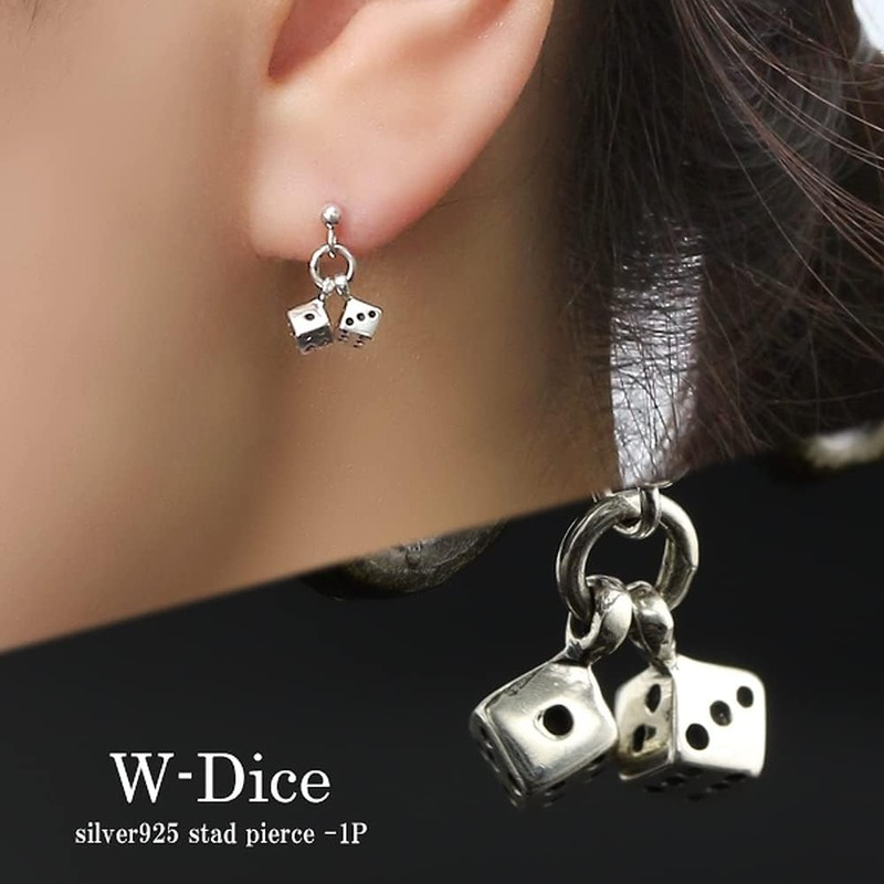 Shinjuku Ginokura Double Dice Charm Stud Earrings 1P for One