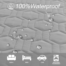 Tcksstex Waterproof and Anti-Slip Dog Bed Cover and Pet Blanket Sofa Pet Bed Mat ，car Incontinence Mattress Protectors Furniture Couch Cover for Most Cats Dogs, Pets（82x82- Light Grey）