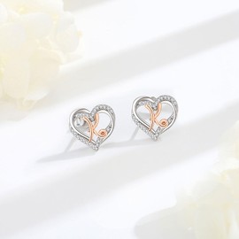 INFUSEU K Earrings Initial Letter Jewelry for Women Small Heart Shaped Ear Studs Sterling Silver 925 Cute Gifts Her Birthday Mother Daughter Wife Girlfriend Cubic Zirconia CZ Alphabet Monogram