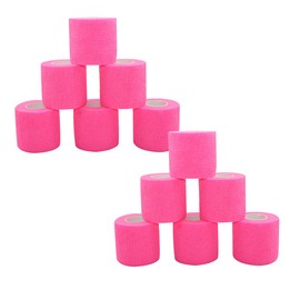 [12 Pack-2"x5Yards]MINGYUE Self Adhesive Bandage Wrap,Athletic Tape,Sports Tape,Wrist and Ankle Wrap Tape,Cohesive Bandage for Vet Tape(Pink)