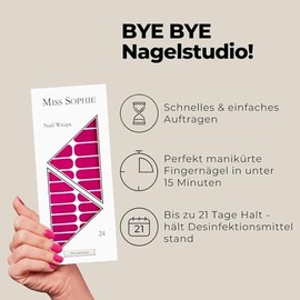 Original Miss Sophie Nagelfolien Pink Perfection I 24 ultra-dünne Nagellack-Streifen einfarbig in Pink I Für Finger- & Fußnägel I Hält auf Natur- sowie lackierten, Acryl-, Gel- & Shellac-Nägeln