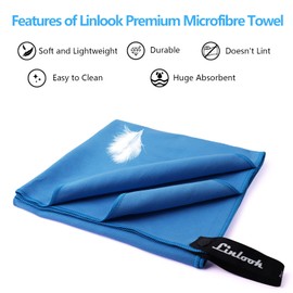 Linlook Microfibre Travel Towel (160 x 80 cm Large Bath Towel + 80 x 40 cm Small Hand Towel) - XL Camping Beach Towel - Quick Drying Sports Gym Towel - Compact Swimming Towel for Men and Women