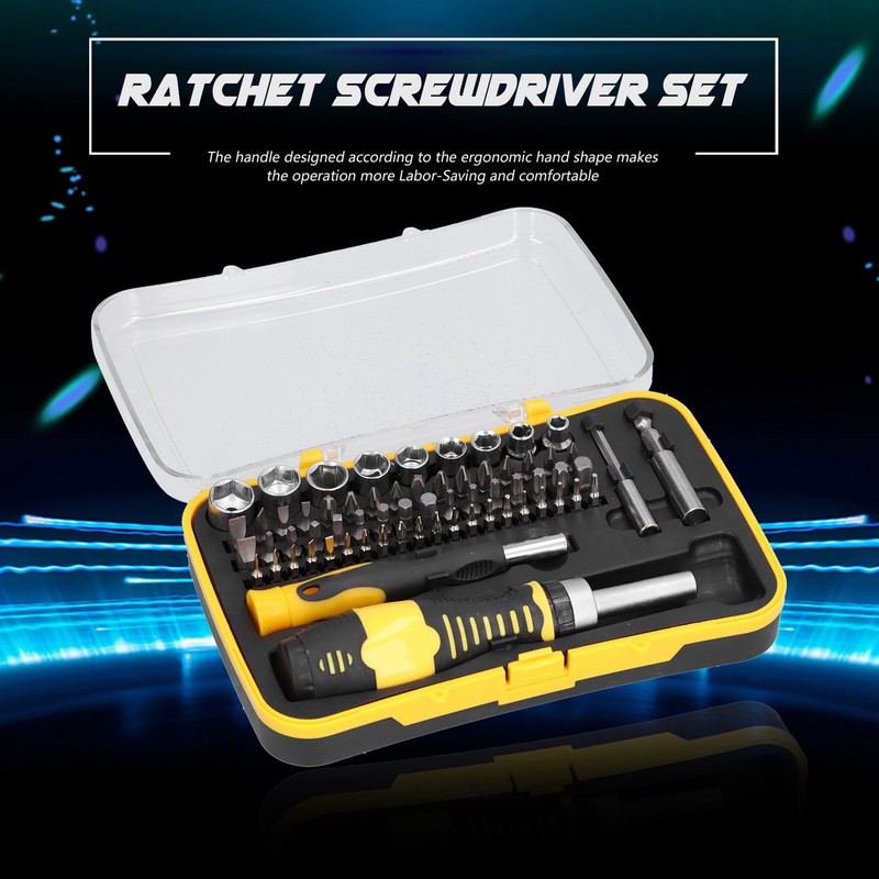 65Pcs Screwdriver Set Chrome Vanadium Steel SK‑1156 Ratcheting Electronics Repair