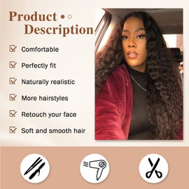 SCENTW Deep Wave V Part Wig Synthetic curly Wigs for Black Women 24inch Upgrade U Part Wigs Glueless Full Head Clip in Half Wigs for Black Women V Shape Wigs No Leave Out Thin Part Wig