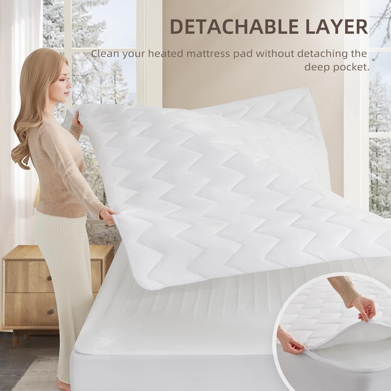 Bwarm Premium Multi-Zone Electric Heated Mattress Pad King Size, 78"
