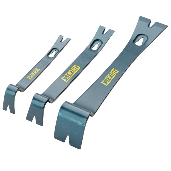 ESTWING 3-Piece Pry Bar Set - 5.5", 7.5" & 10" Nail Pullers with Wide, Thin Blades & Forged Steel Construction - PB3PC