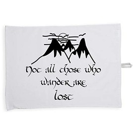 Hippowarehouse Not All Those Who Wander Are Lost Quote Tea Towel Eco Printed Dish Cloth Kitchen accessory 50cmx70cm 100% Cotton