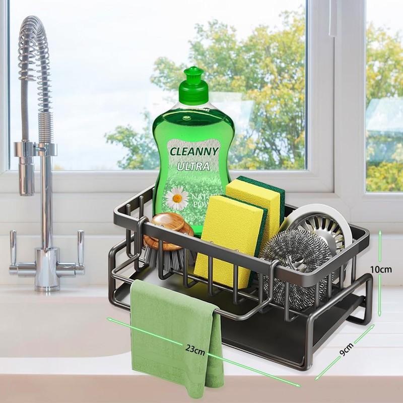 Kitchen Sink Organiser, Sponge Drain Rack Stainless Steel With Self-Draining