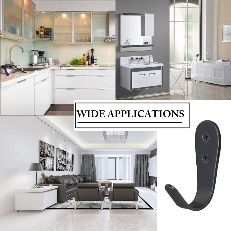 Mokife Coat Hooks for Wall Door, 8 Pack Black Jacket