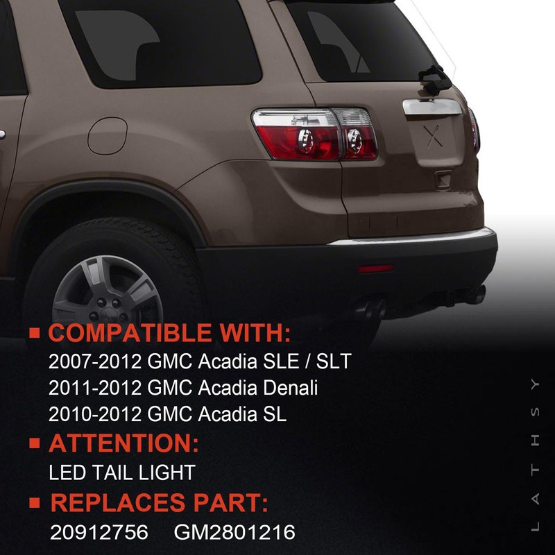 Lathsy LED Tail Light Assembly Outer Compatible With 2007-2012 GMC