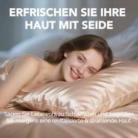 SeidenPillowcase 80 x 80 cm, Ravmix Silk Pillowcases for Hair and Skin, with Hidden Zip, Both Sides Silk, Mulberry Silk Pillowcase 80 x 80 cm, 1 Piece, Beige