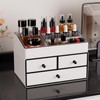 GORESE Leather Makeup Organizer with Drawers for Vanity, Stackable Skincare