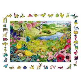 Ravensburger WOODEN Puzzle 17513 - Wild Garden - 500 Pieces Wooden Puzzle with Sturdy, Individual Puzzle Pieces and 40 Small Wooden Figures (Whimsies), for Adults and Children from 14 Years