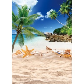 Summer Beach Ocean Backdrop Summer Outdoor Blue Sky Palm Tree Photography Background Beach Wedding Birthday Party Decoration 5x7FT