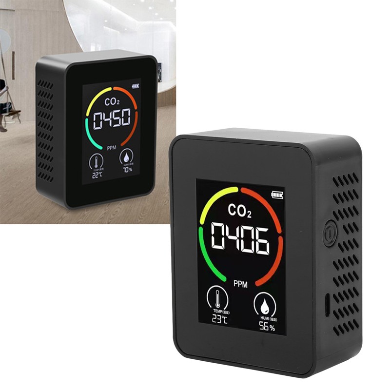 CO2 Detector Air Quality Monitor TVOC Tester USB Charging Thermometer