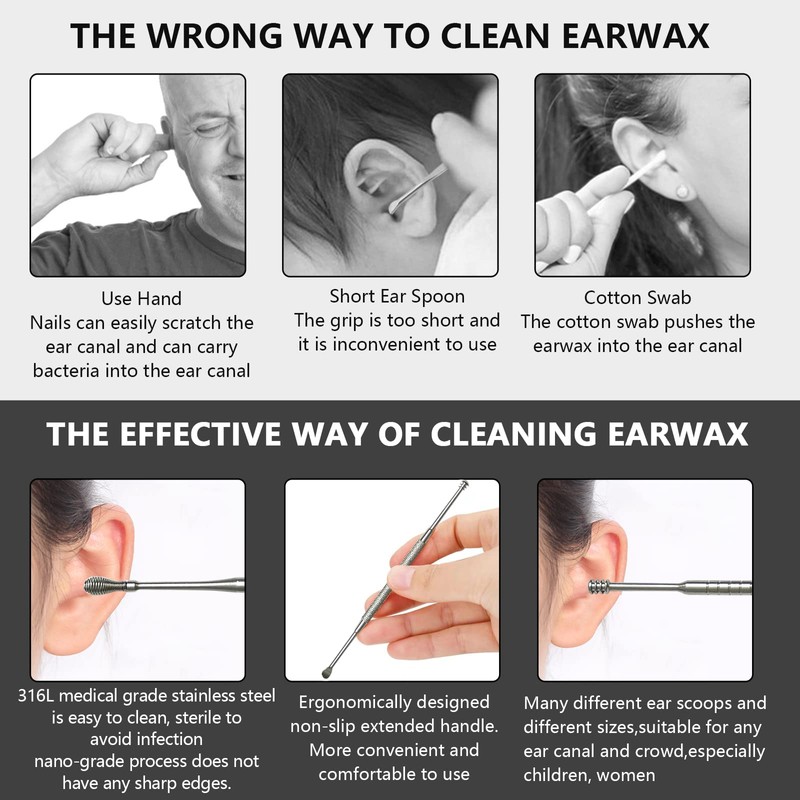 8 Pcs Ear Wax Removal Kit,Professional Double-Headed Ear Pick Earwax