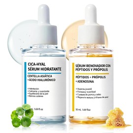 2PC Centella Asiatica Suero y CICA Péptidos Propóleo Suero, 2 En 1 Kit de Sérum , Cuidado Antiedad y Reparador, Luminosidad y Piel Radiante, Fórmula Hipoalergénica para Todo Tipo de Piel (1 Centella y 1 Péptidos)