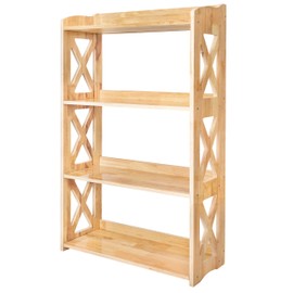 YCICI Open Bookshelf, 4 Tier Bookcase, Small Bookshelf, Wooden Book Shelf Kitchen Shelf, Freestanding Display Storage Shelves, Bookshelf for Bedroom, Living Room and Office (Natural, 4 Tier)