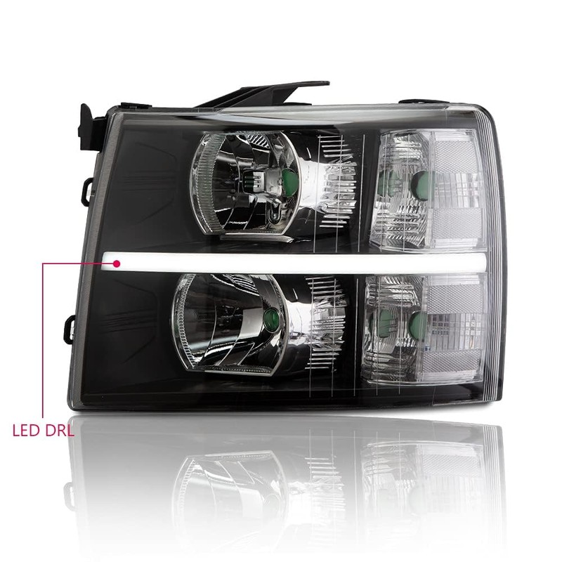 G-PLUS LED DRL Headlights, Compatible with 2007-2014 Chevy Silverado 2500