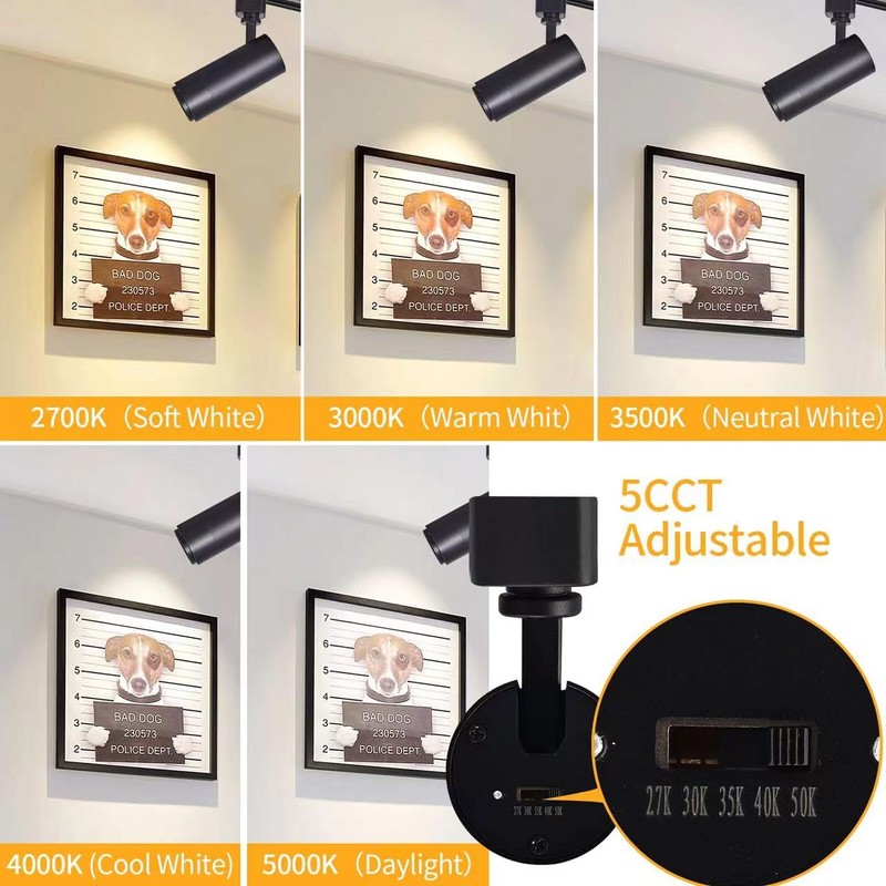 Ajbvp 5CCT LED Track Lighting Heads 12W Dimmable,Zoomable Beam15°/24°/36°/45°/60°,2700K/3000K/3500K/4000K/5000K,Single Circuit
