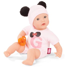 Götz 2020142 Muffin to Dress Signature Edition Doll, 33 cm Baby Doll with Blue Sleeping Eyes, Hat and Dummy, Hairless Soft Body Doll for Children from 18 Months
