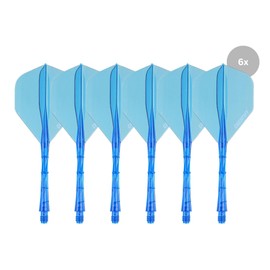 Champify 6 x OneFlow Dart Shafts with Flight - Blue | Integrated Flight Shaft System for Steel Darts & Soft Darts | Plastic Dart Flights | For Beginners & Professionals