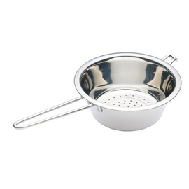 KitchenCraft KCLHCOL20 Long Handle Colander, Stainless Steel, 20 cm, Silver
