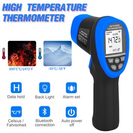 Digital Infrared Thermometer YF-985CAPP Non Contact Temperature Gun -58℉-1472℉ Pyrometer 16:1 Accurate IR Thermometer with Wireless Bluetooth,Backlight for Industry Kiln Forge【Not for Human】