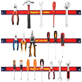 BUSHLY 3 PCS 18” Magnetic Tool Holder, Wall Mounted Tool Magnet Strip, Heavy Duty Magnetic Tool Organizer Bars with Strong Magnetic Force for Kitchen, Garage, Workshops