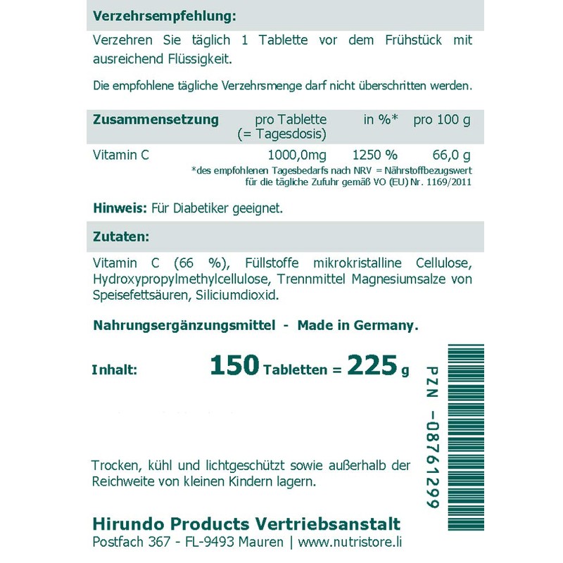 Vitamin C 1000 mg Long-Term Tablets Pack of 150 -