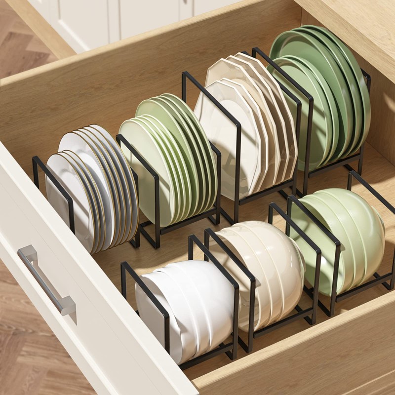 Hikinlichi 2 Pack Plate Holders Organizers Upright Cabinet Dish Drying