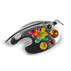 HENRYKA Artist Palette Pin Brooch 925 Sterling Silver | Graphic Designer Fashion Jewellery | Art Gifts