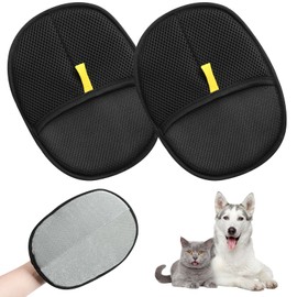 zardlect 2pcs Double Sided Grooming Glove, Sueean Double-Sided Grooming Gloves for Pets,Pet Hair Remover Gloves for Dog & Cat, Reusable Pet Hair Remover Glove for Washing, Deshedding, Grooming