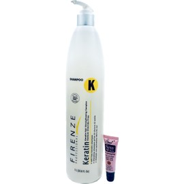 Firenze Professional Keratin (Salt Free) Shampoo & Mask 33.8 oz + Leave-in 10.1 Fl Oz - Free Starry Lip Gloss 10ml