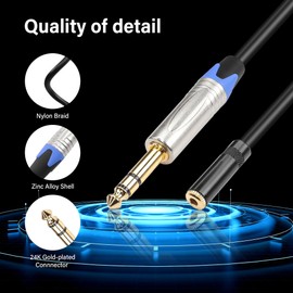 PNGKNYOCN 1/4 to 1/8 Headphone Adapter，6.35mm TRS Male to 3.5mm Female Stereo Jack Audio Adapter Extension Cable for Headphones, Amplifiers, Guitar,Amplifiers(0.3M/1FT)