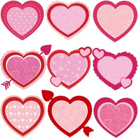 Marspark 45 Pcs Valentine‘s Day Party Cutouts, Heart Cutouts Romantic Love Decoration with Adhesive Dots for Bulletin Board Classroom School Happy Valentines Day Wedding Anniversary Party Supplies