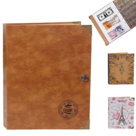 CHENGBAO Libro de colección con Capacidad para 240 Billetes y 150 Monedas, Hojas Sueltas a presión fáciles de añadir o Quitar (Marrón)