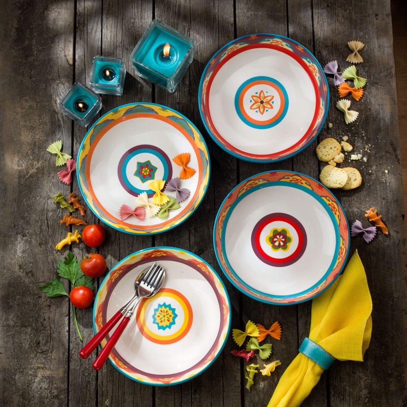 Euro Ceramica Galicia Collection 4 Piece Pasta Bowl Set