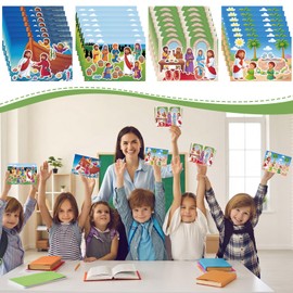 Marspark 24 Set Bible Scene Stickers Religious Bible Crafts Kit for Kids Make Your Own Scene Stickers for Christian Art DIY Project Supplies VBS Party