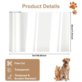 Sofa Protectors from Pets, 30cm*5m Transparent Free Cutting Anti Scratch Furniture Protector, Plastic Sofa Cover, Stop Cats Scratching Furniture, Door Scratch Protector for Carpet, Couch Corner, Wall